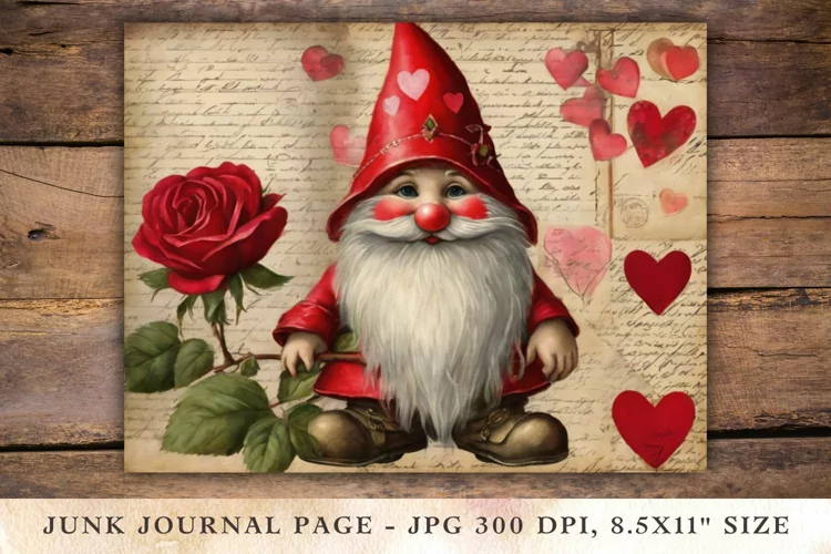 Valentine Junk Journal Pages - gnome