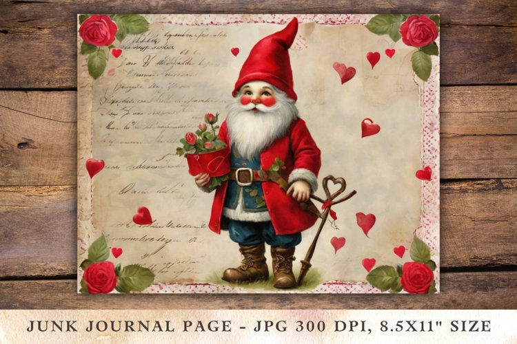 Valentine Junk Journal Pages - gnome example image 1