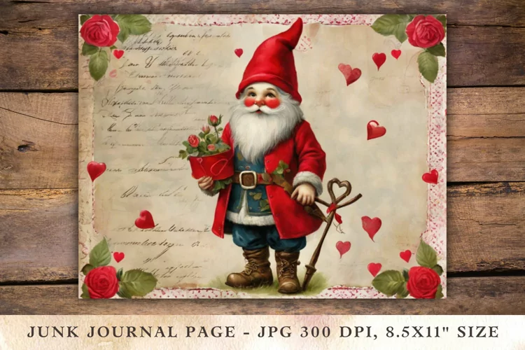 Valentine Junk Journal Pages - gnome
