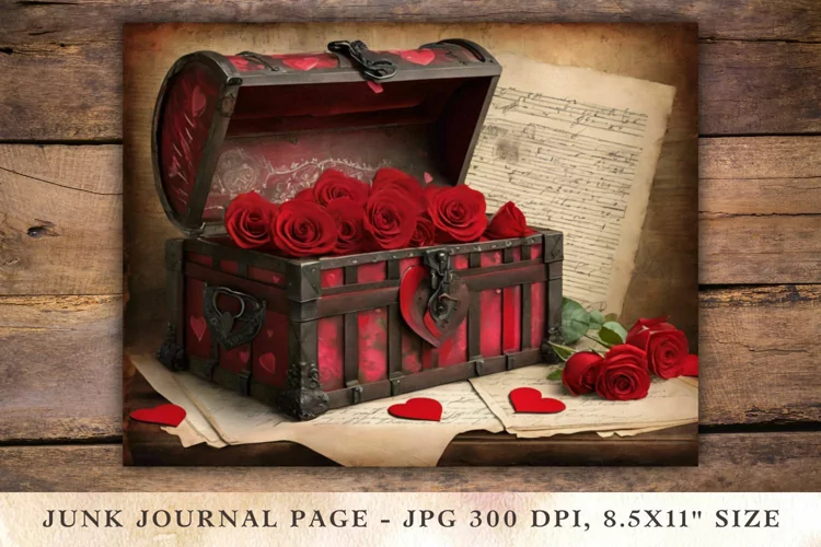 Valentine Junk Journal Pages - chest