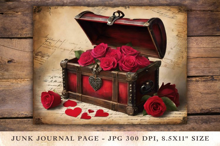 Valentine Junk Journal Pages - chest example image 1