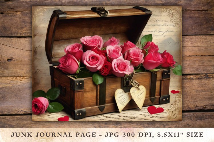 Valentine Junk Journal Pages - chest example image 1
