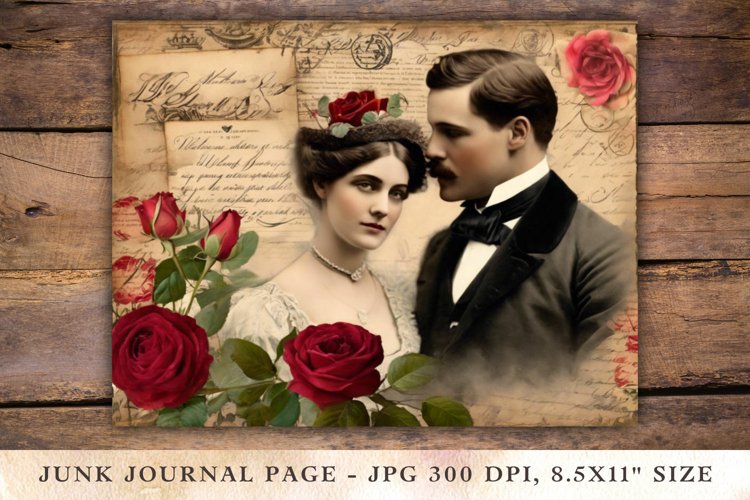 Valentine Junk Journal Pages - couple example image 1