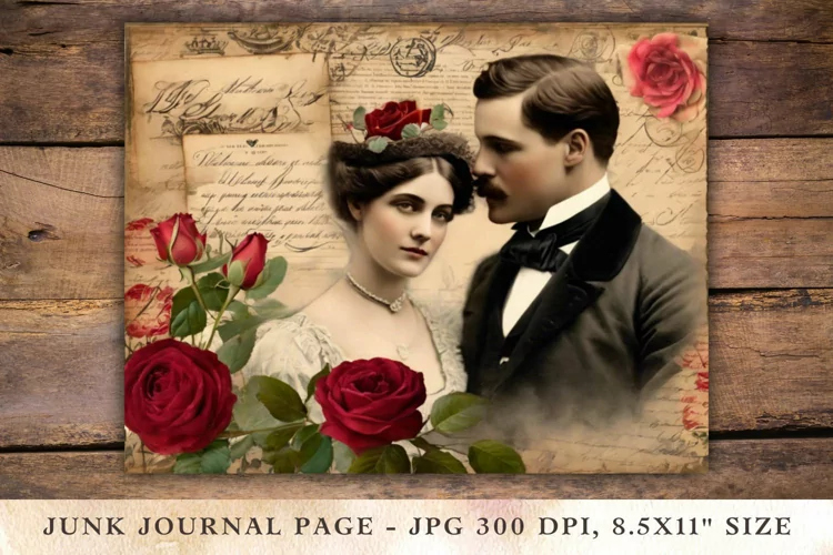 Valentine Junk Journal Pages - couple