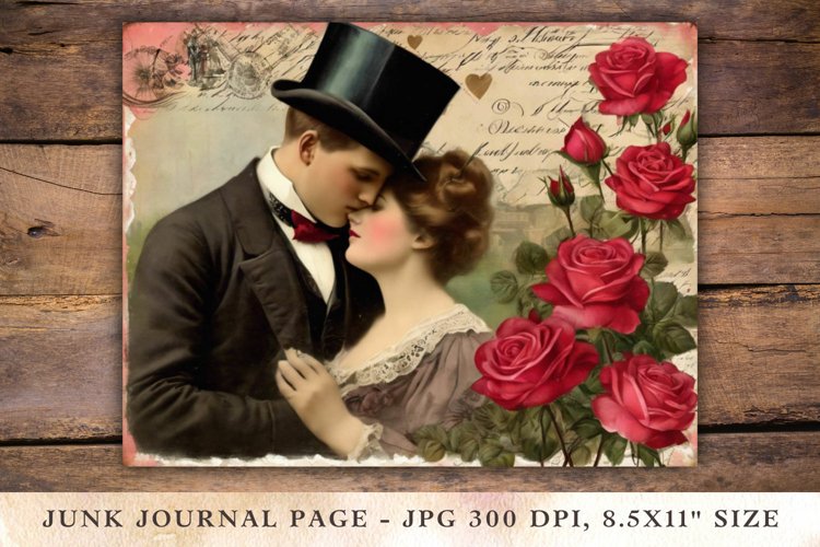 Valentine Junk Journal Pages - couple example image 1