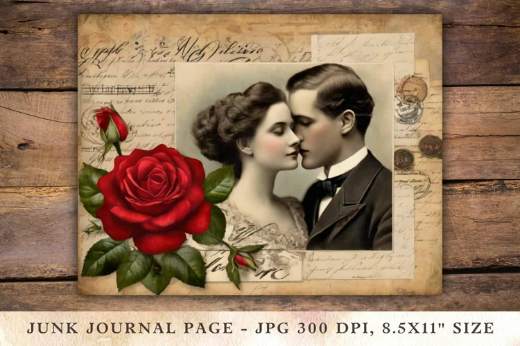 Valentine Junk Journal Pages - couple