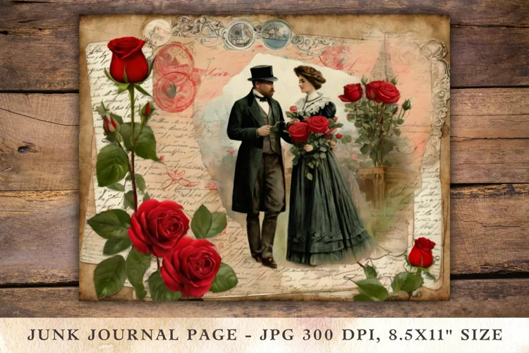 Valentine Junk Journal Pages - couple