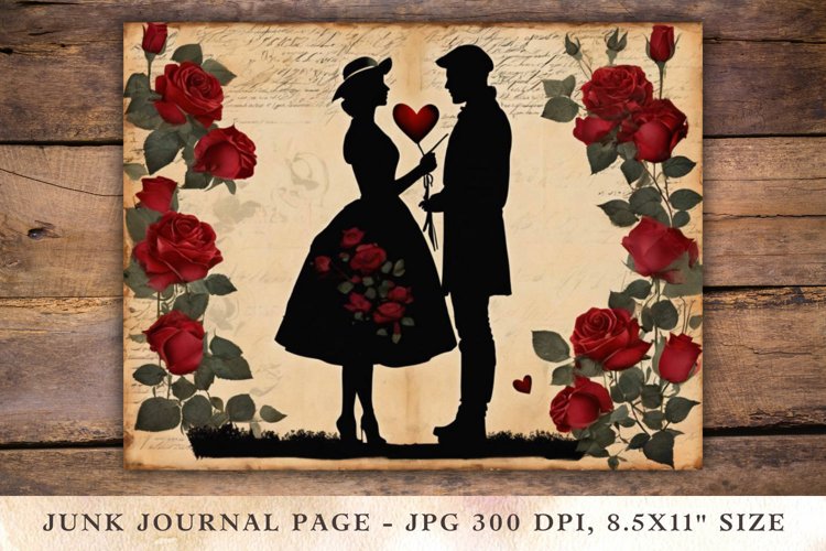 Valentine Junk Journal Pages - couple example image 1