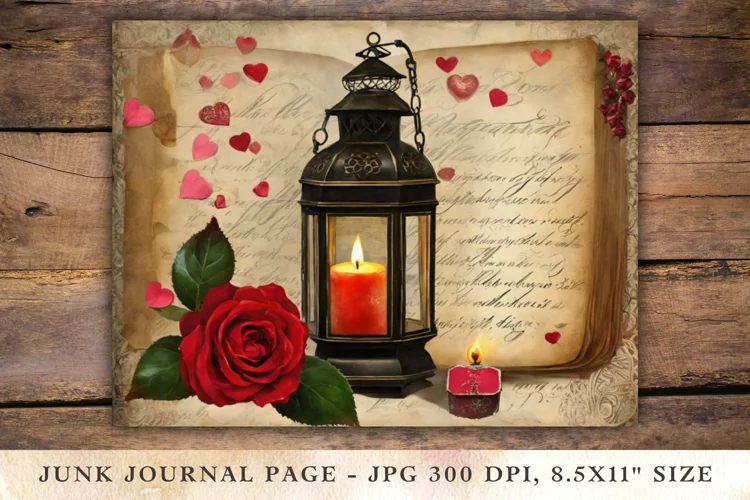 Valentine Junk Journal Pages - lantern