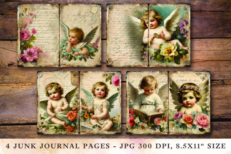 Junk Journal Pages - baby angel