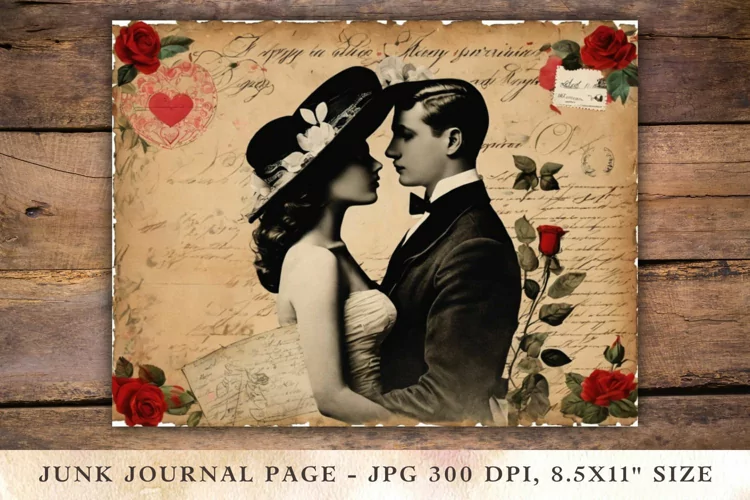 Valentine Junk Journal Pages - couple
