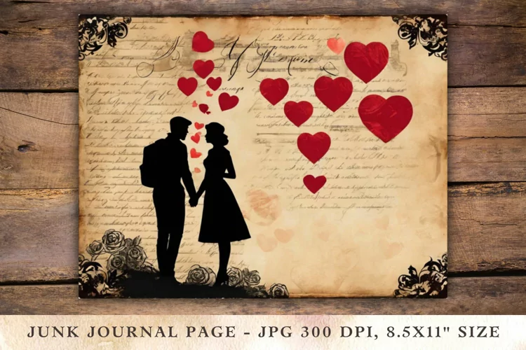 Valentine Junk Journal Pages - couple