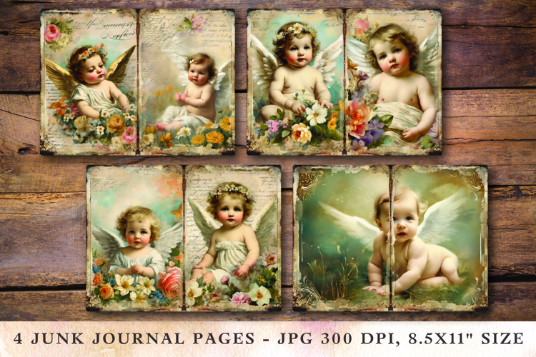 Junk Journal Pages - baby angel