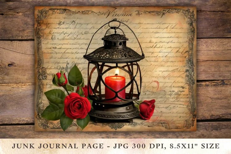Valentine Junk Journal Pages - lantern