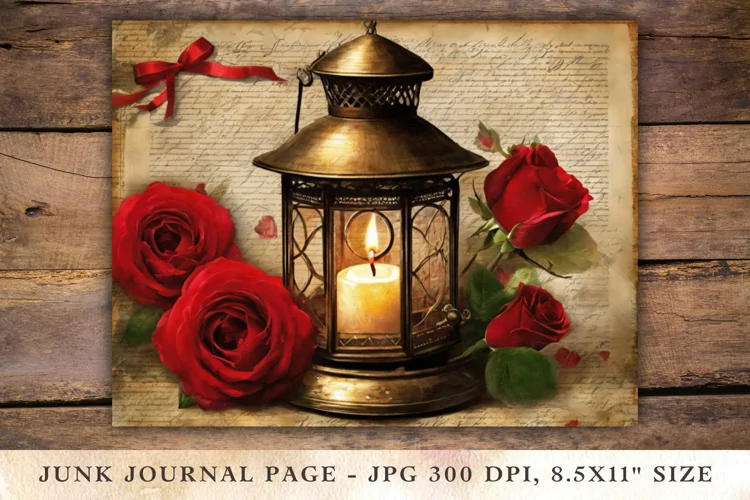 Valentine Junk Journal Pages - lantern