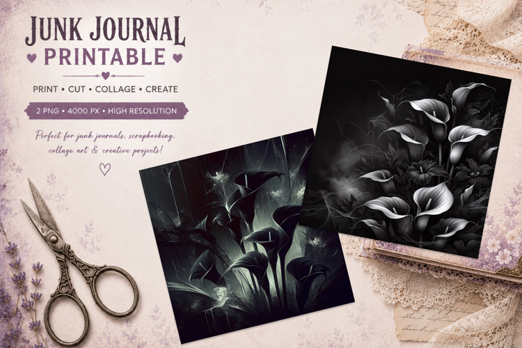 journal junk |dark flowers PNG