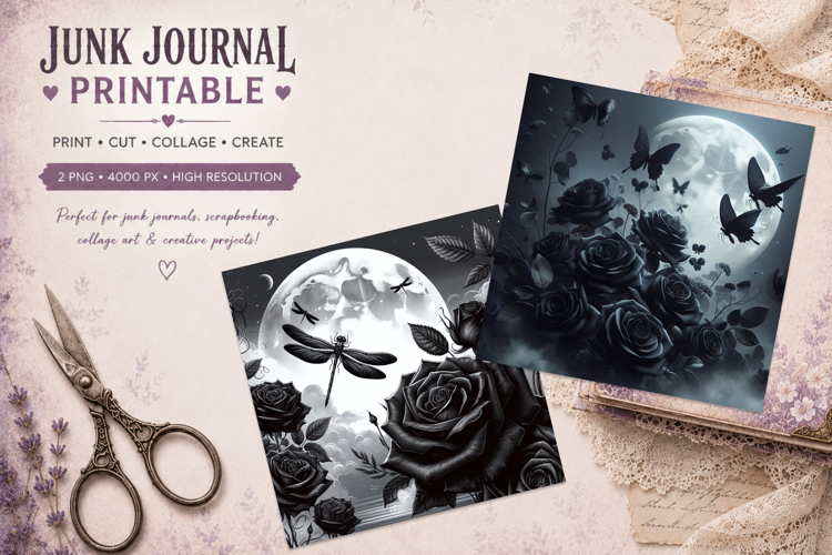 journal junk |dark flowers PNG