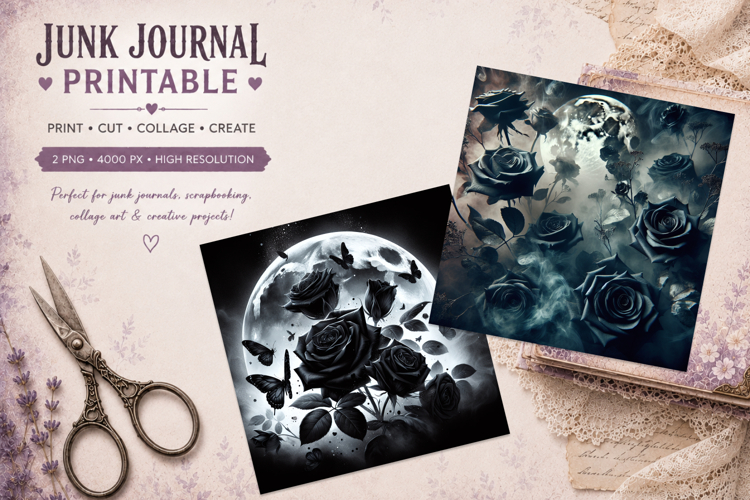 journal junk |dark flowers PNG