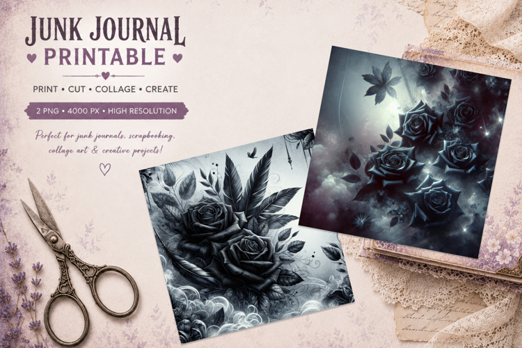 journal junk |dark flowers PNG