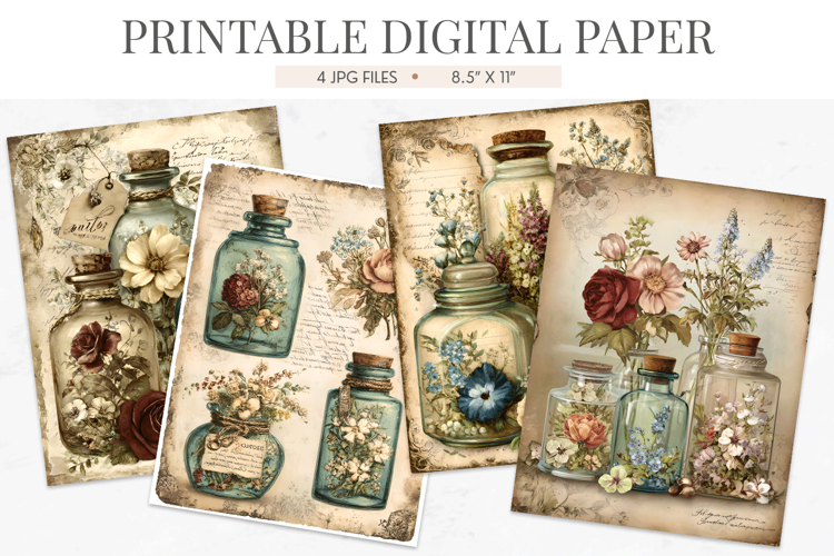 Apothecary Botanical Junk Journal Paper