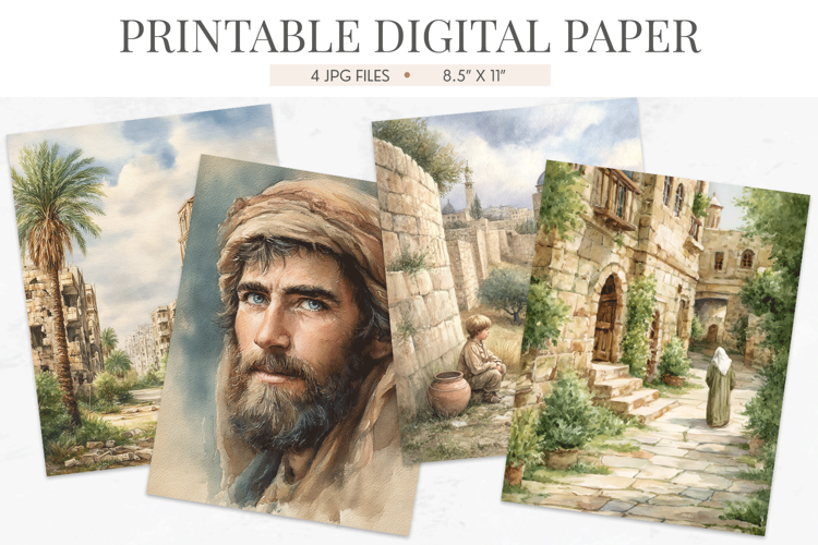 Biblical Figure Watercolor Digital Paper