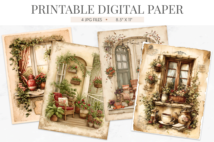 Cottage Porch Junk Journal Digital Paper