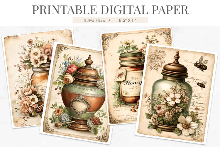 Vintage Apothecary Jar Junk Journal Papers
