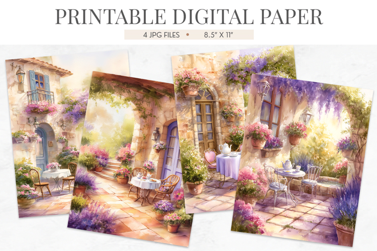 French Terrace Garden Junk Journal Papers