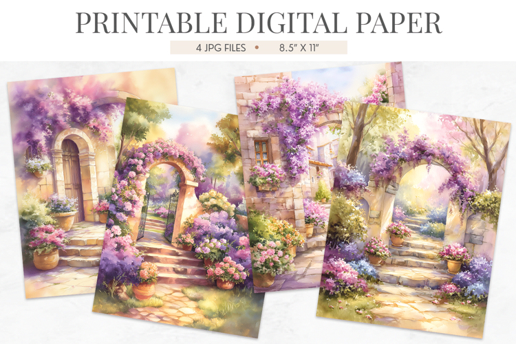 Floral Stone Archway Junk Journal Papers