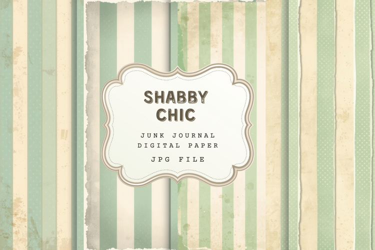 Shabby Chic Digital Paper Striped Junk Journal