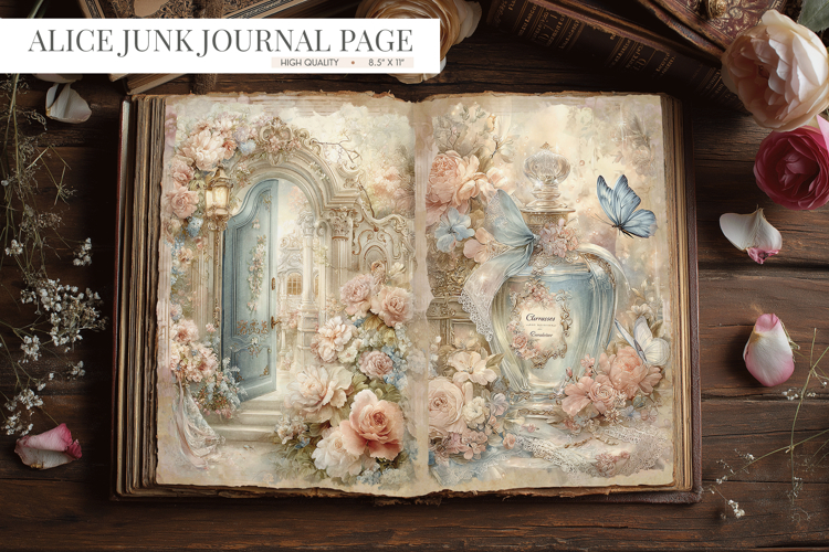 Alice in Wonderland Vintage Junk Journal Page