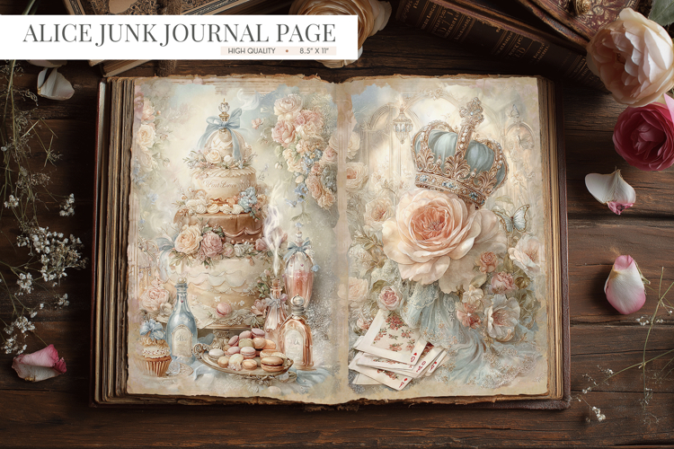 Alice in Wonderland Vintage Junk Journal Page