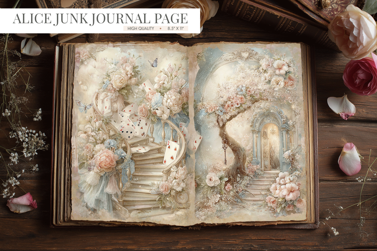 Alice in Wonderland Vintage Junk Journal Page