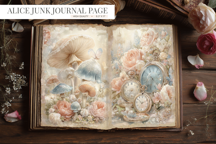 Alice in Wonderland Vintage Junk Journal Page