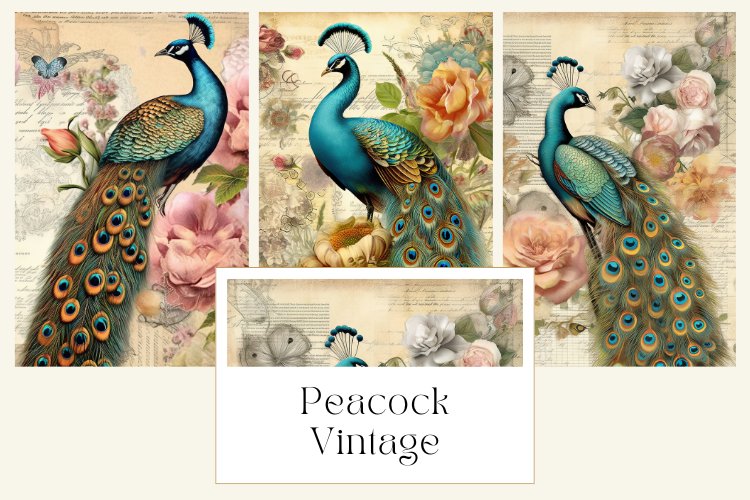 Peacock Vintage Junk Journal Page example image 1