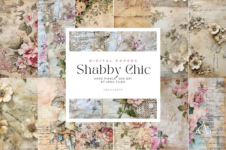 67 Shabby Chic Junk Journal Pages
