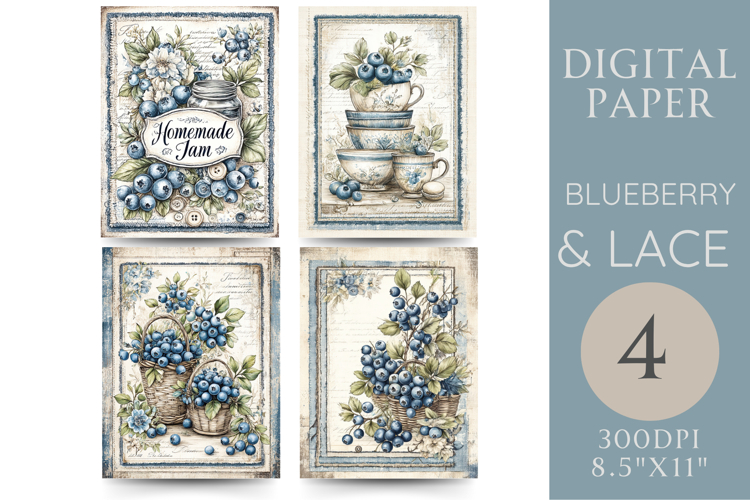 Blueberry Tea Junk Journal Pages Printable Paper