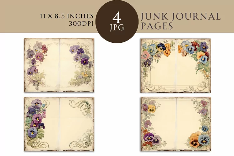 Pansy Junk Journal Bi-fold Pages