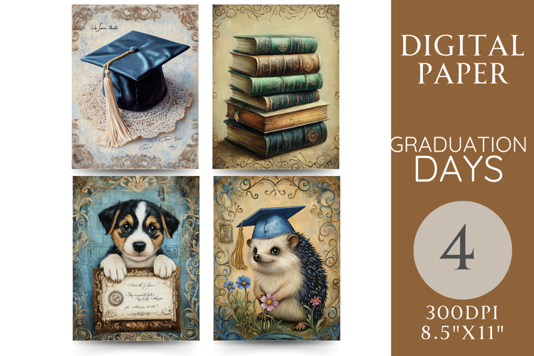 Graduation Journal Pages Books, Puppy & Hedgehog