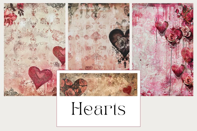 Hearts Junk Journal Pages example image 1