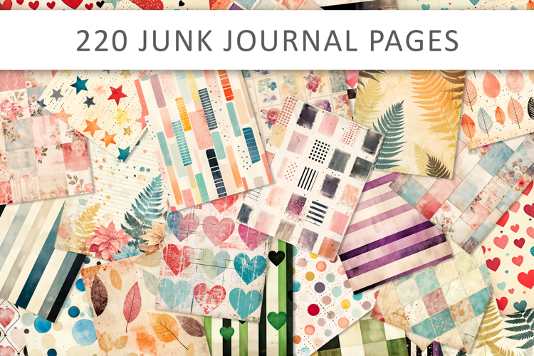 Vintage Patterned Junk Journals Scrapbook Pages