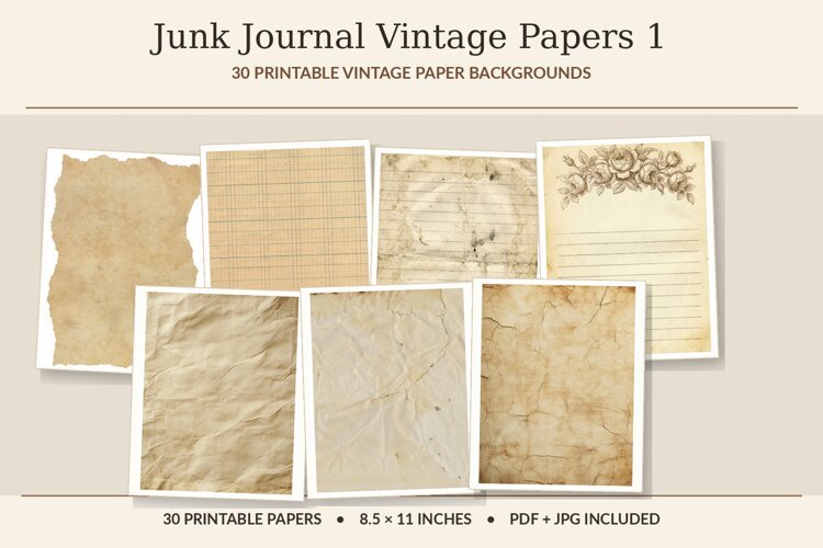 Junk Journal Vintage Papers 1 Printable Vintage Papers example image 1