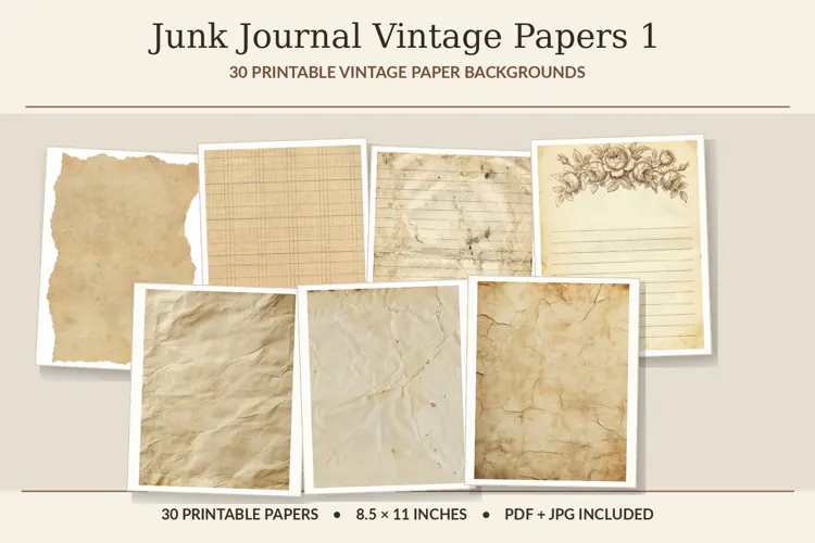 Junk Journal Vintage Papers 1 Printable Vintage Papers
