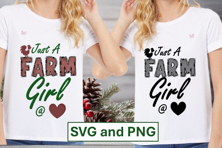 Just A Farm Girl At Heart Sublimation 30cm x 30cm PNG & SVG