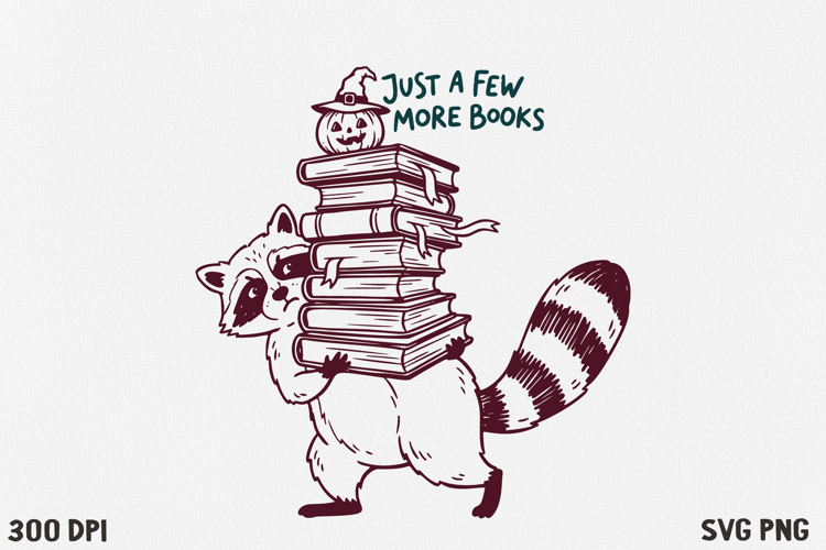 Bookish Halloween Raccoon SVG PNG | Witchy Reading Raccoon