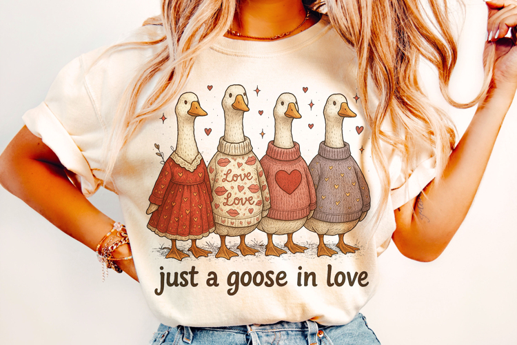 Just a Goose In Love Valentines Day, Funny Goose PNG, Xoxo