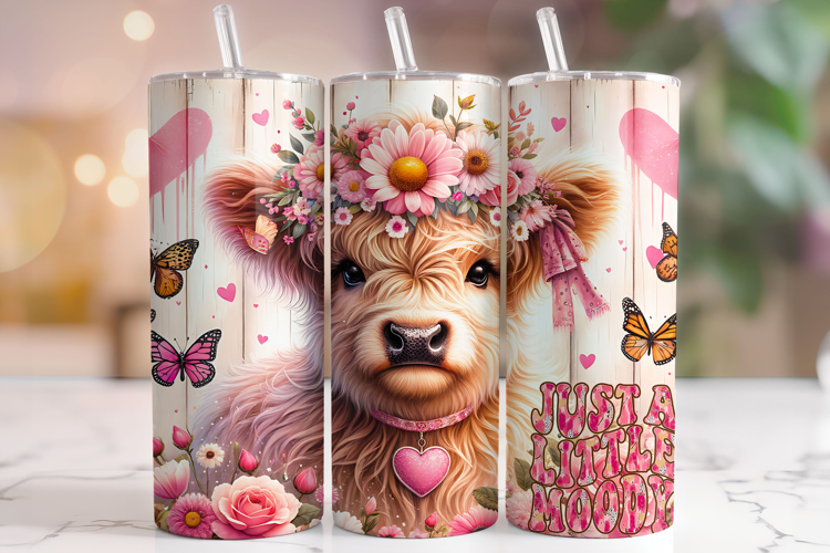 Just A Little Moody Tumbler Wrap, Highland Cow Tumbler Wrap