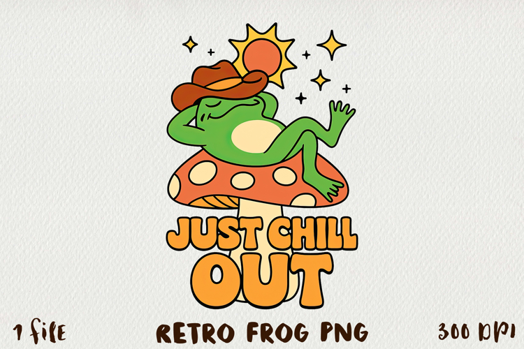 Retro Funny Frog PNG, Sublimation Design.