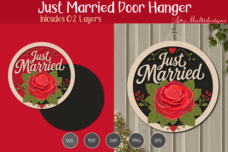 Just Married Door Hanger SVG
