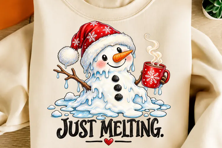 Just Melting Christmas Snowman PNG | Funny Hot Cocoa Png